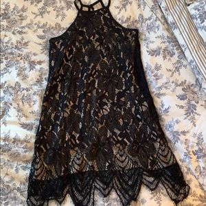 Black lace mini dress